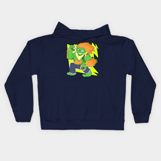 Chibi Fighter: Blanka Kids Hoodie by wisdomeel